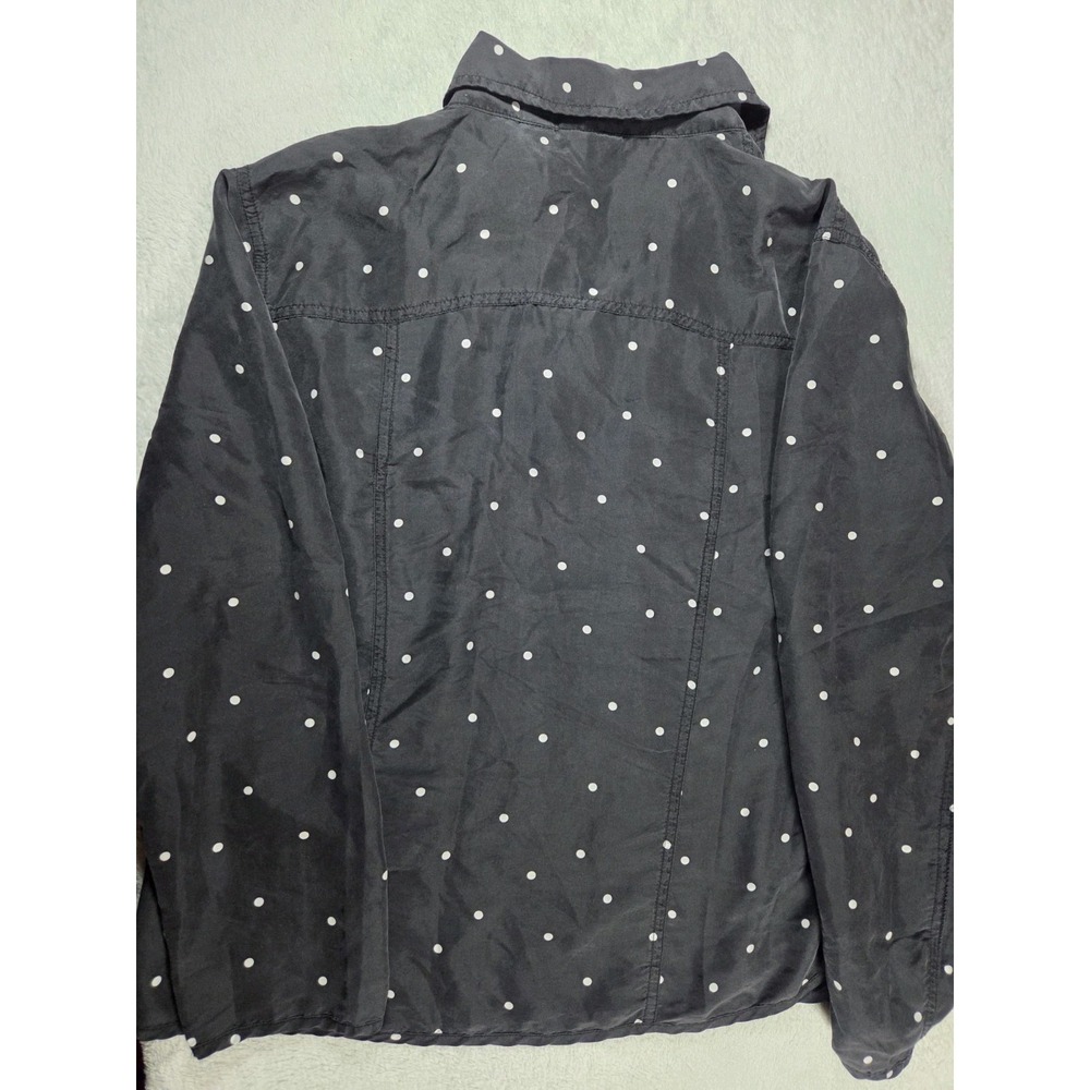 Chico's 100% Silk Polka Dot Button Front Shirt Women's Size 2/Large Black White - Picture 3 of 7